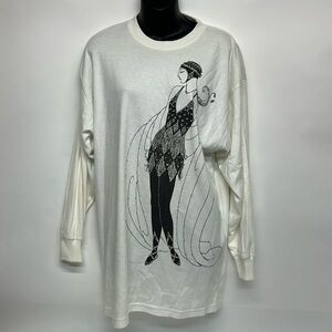 Vintage size, large flapper, long sleeve T-shirt with beading